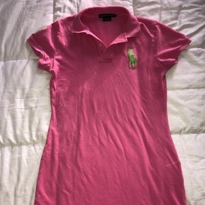 Ralph Lauren Pink/Green Short Sleeve Polo Dress